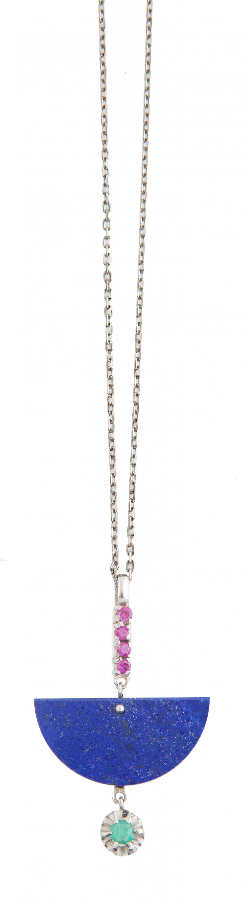Colgante estilo Art-Decó con semicirculo de lapislázuli que