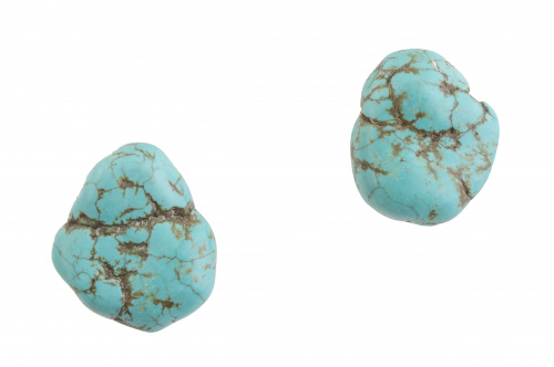 Lote de dos parejas de pendientes de turquesas naturales y 