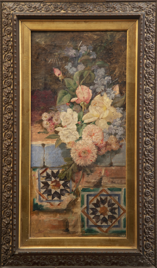 FERNANDO GARCÍA CAMOYANO (1867-1930)Flores sobre poyete d