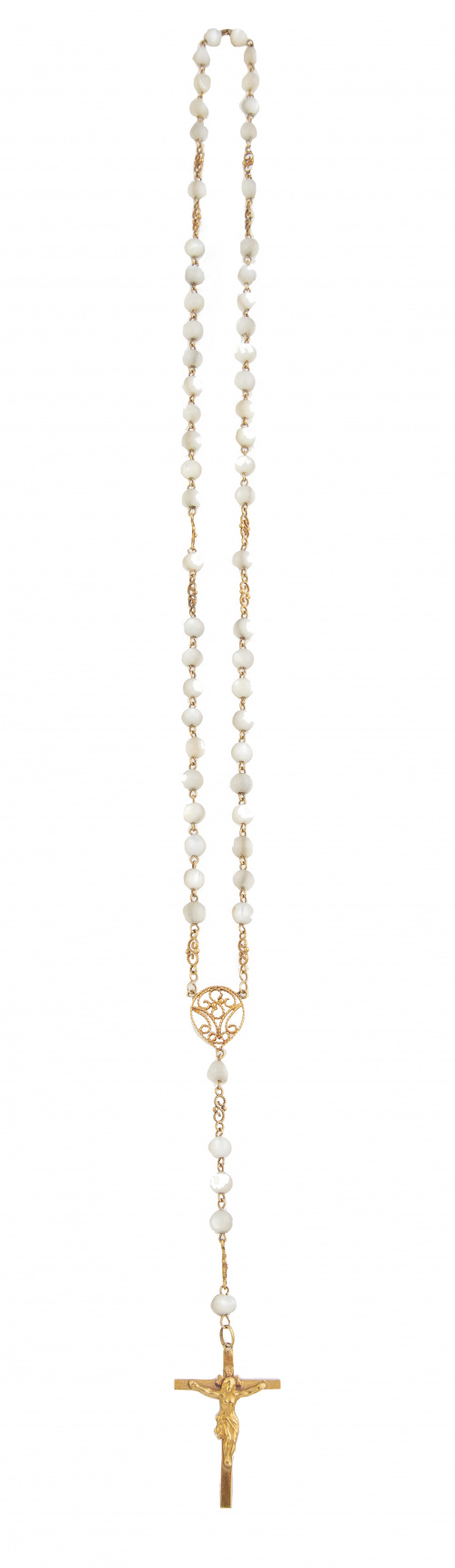 Lote de dos rosarios de pp. S. XX en oro amarillo de 18K, c