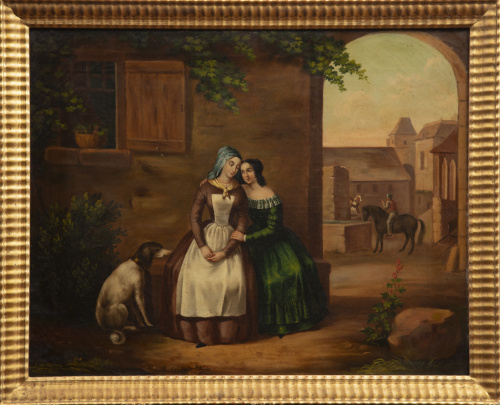 ESCUELA MALLORQUINA, SIGLO XIXEscena galante sobre un pai