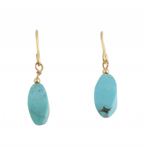 Pendientes largos de turquesas naturales romboidales que pe