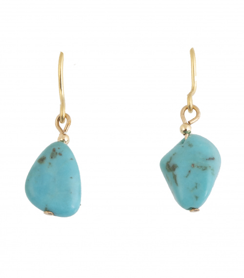 Pendientes largos de turquesas naturales irregulares que pe