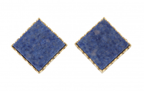 Pendientes años 70 con lapislázuli cuadrangular en marco co