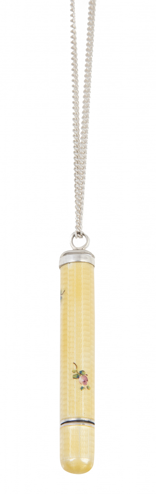 Perfumero colgante de pp. S. XX en plata con esmalte guillo
