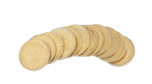 Lote de 13 arras que reproducen monedas de 50 cts de Alfons