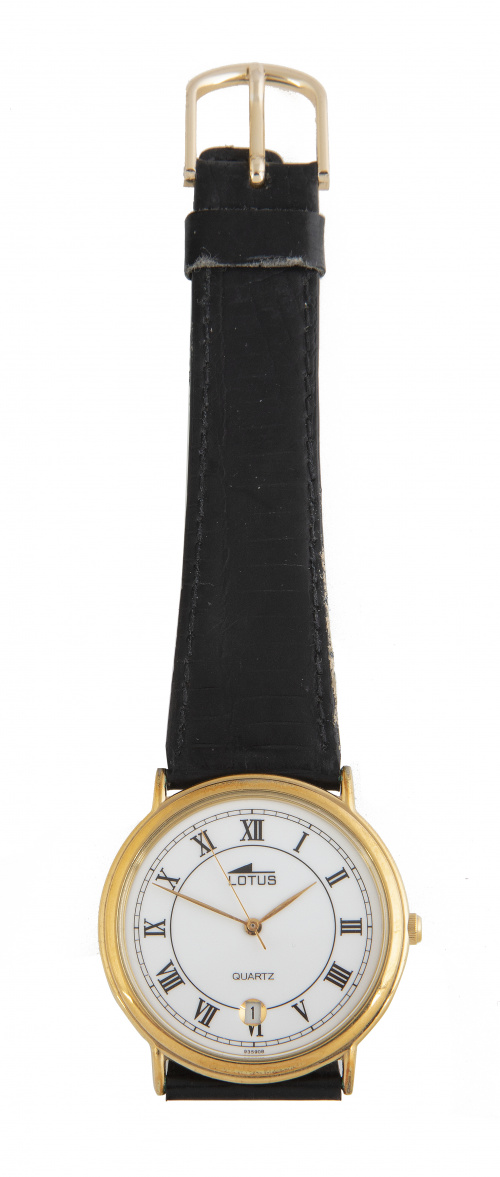 Reloj de pusera Lotus en acero y plaqué or