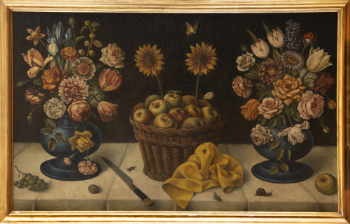 ESCUELA ESPAÑOLA, SIGLO XIX- XXBodegón con dos floreros e