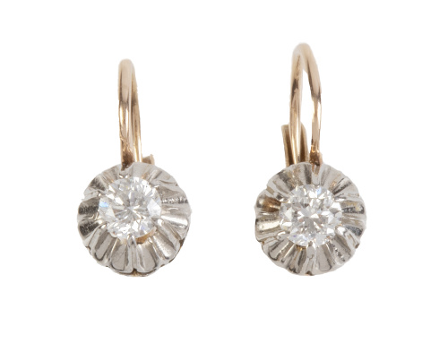 Pendientes con solitario de brillante colgante