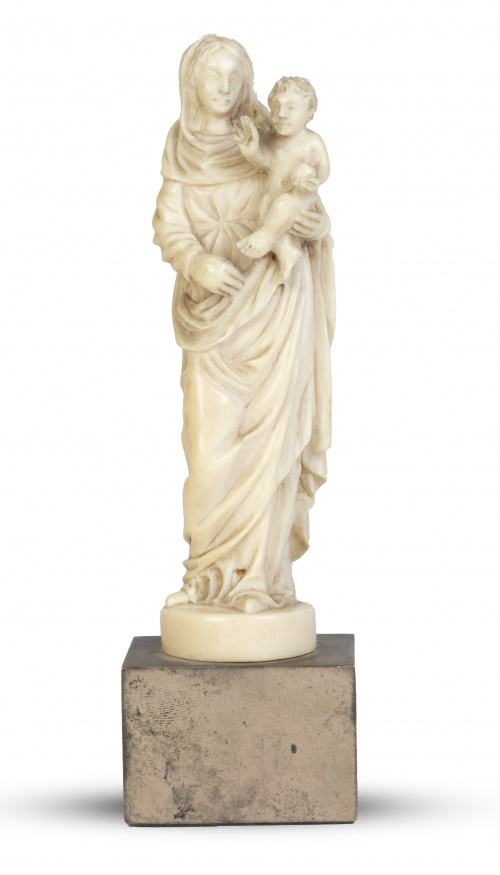 Virgen con el Niño.De marfil tallado.S. XVIII.