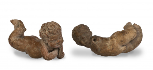 Pareja de puttis en terracota.Circulo del Maestro de los 