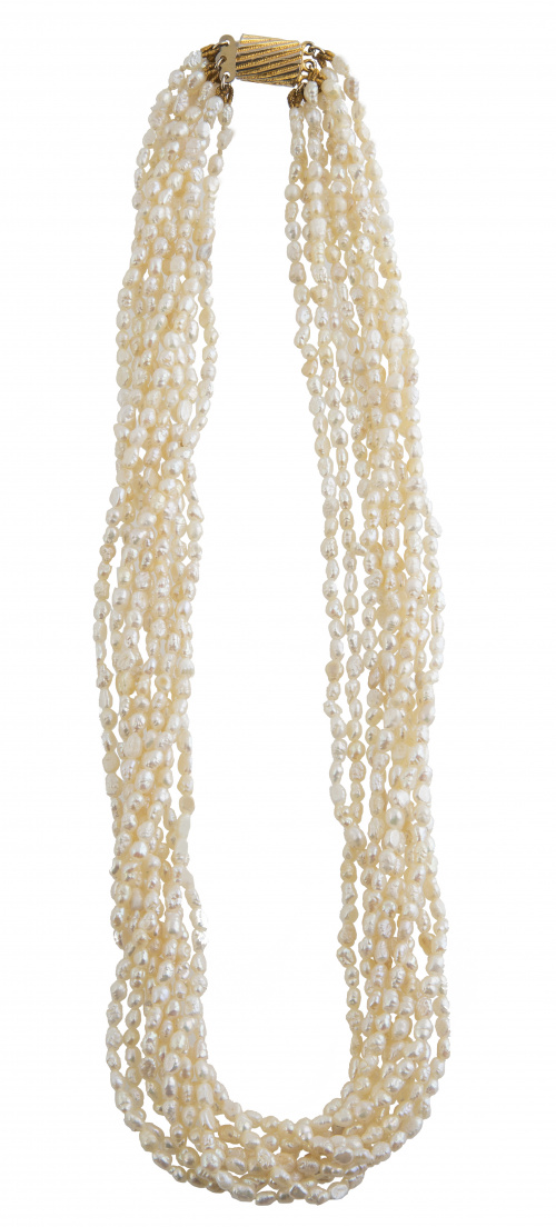 Conjunto de collar y pulsera de perlas de agua dulce