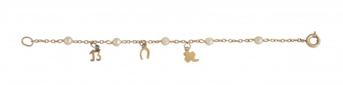Pulsera con charms colgantes y perlas