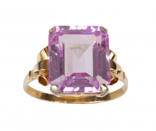 Sortija años 40 con rosa de Francia de talla rectangular co