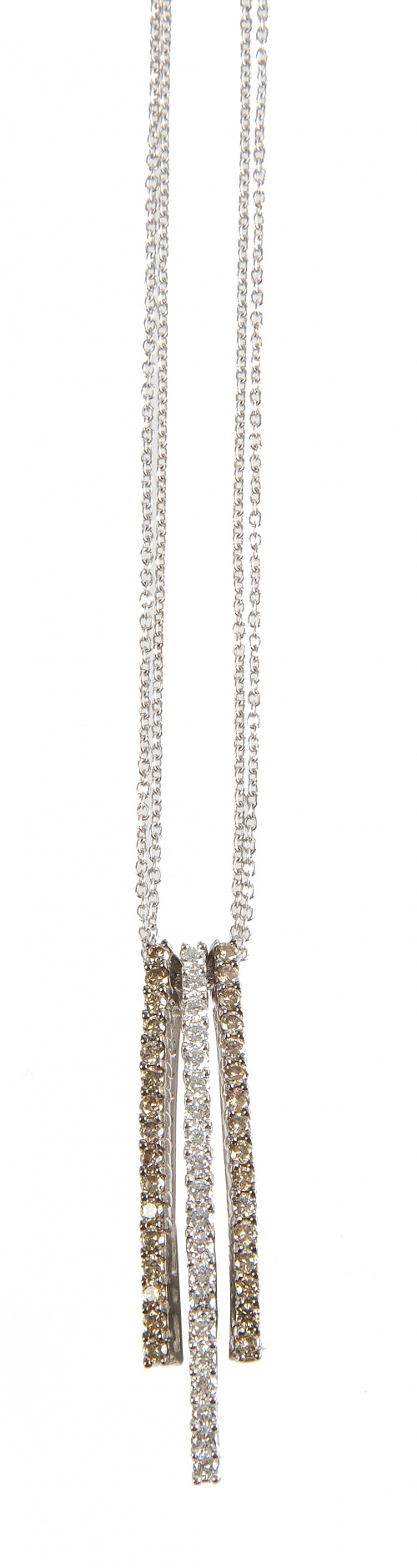 Colgante con tres bandas de brillantes brown y blancos, en 
