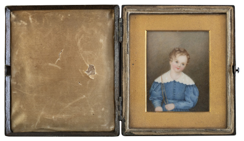 ESCUELA ESPAÑOLA, SIGLO XIXRetrato de niña con vestido az