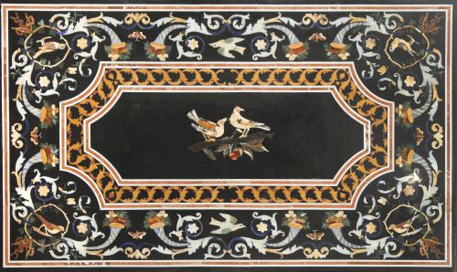 Tapa de mesa rectangular con trabajo de piedras duras de es