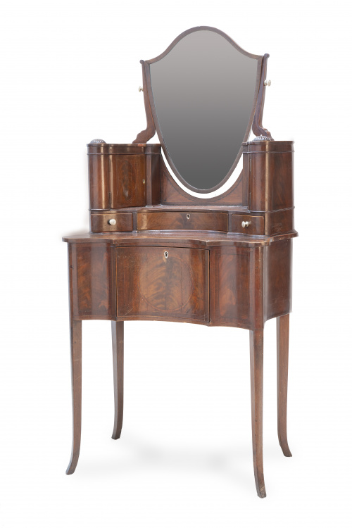 Tocador Jorge III de madera de caoba y palma de caoba y apl