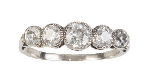 Sortija cintillo de brillantes Art-Decó con tamaño en aumen