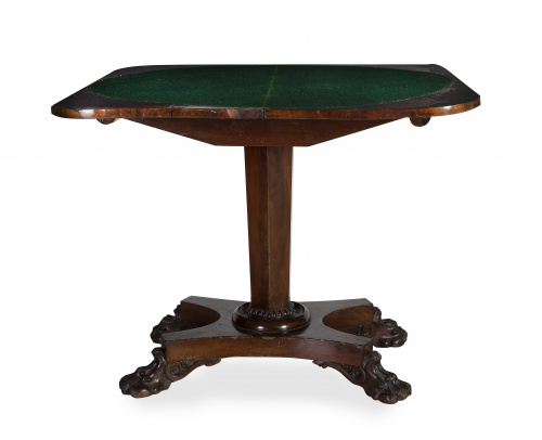 Mesa de juego Guillermo IV de madera de caoba.Inglaterra,