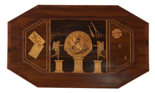 Mesa auxiliar Carlos IV en madera de amaranto, palosanto, c