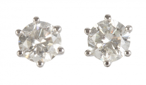 Pendientes dormilonas de brillantes engastados en seis garr