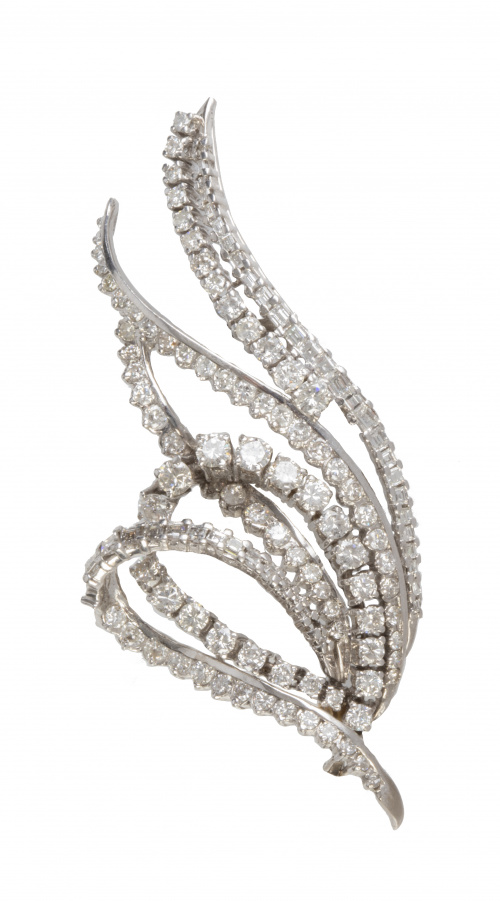 Broche con diseño de rama con cintas entrelazadas de brilla