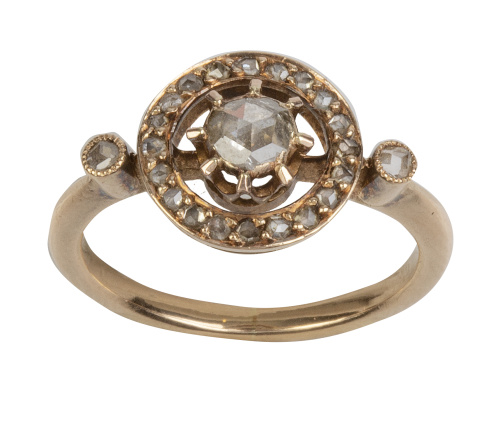 Conjunto de pendientes y sortija de diamantes c. 1890 punzo