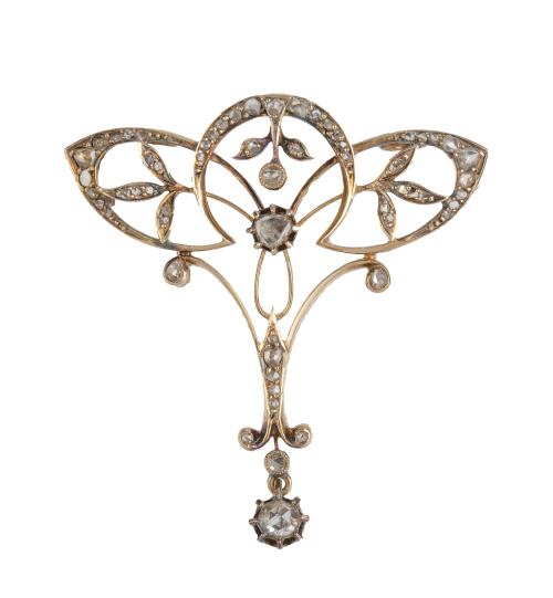 Conjunto de pendientes y sortija de diamantes c. 1890 punzo