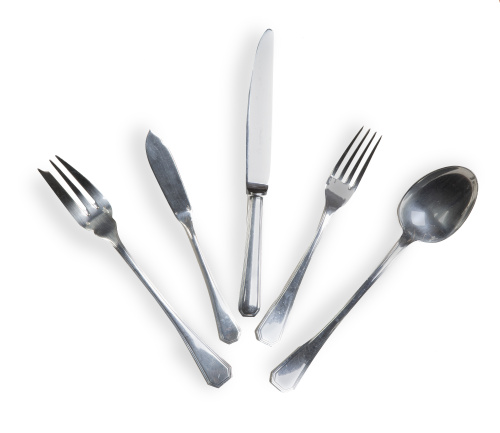 Cubertería de doce servicios de metal plateado.Christofle