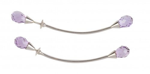 Pendientes largos con dobles amatistas talla briolette como