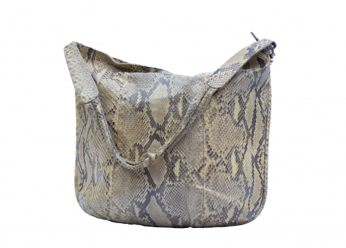 Bolso de piel de pitón, tipo saco con un asa