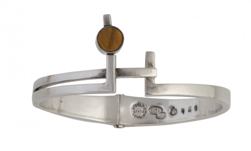 Brazlete George Jensen Art-Decó en plata con diseño geométr