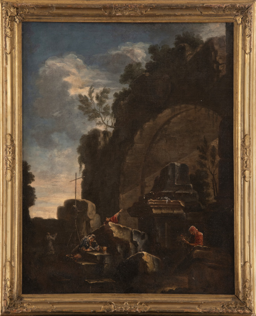 ESCUELA ITALIANA, H. 1800Paisaje con ruinas y figuras