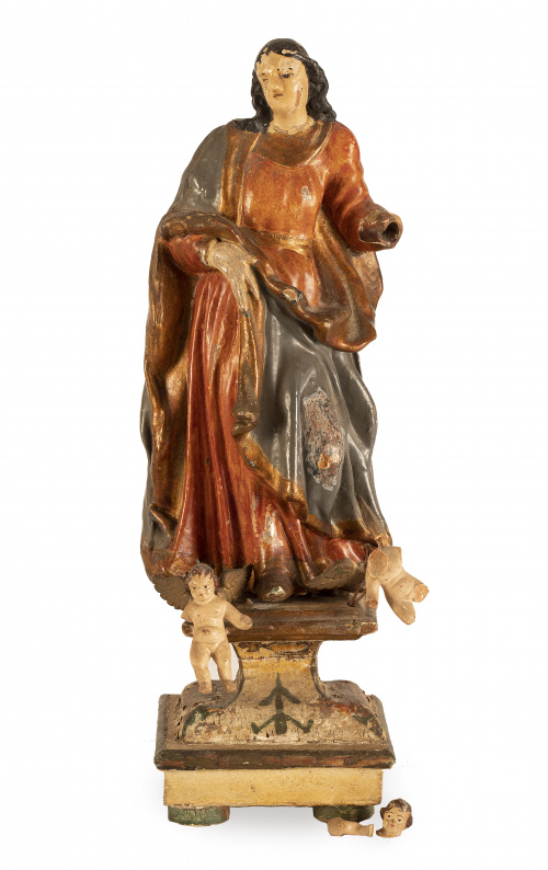 Nuestra Señora del Socorro.Escultura en madera tallada, p