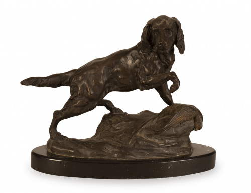 R. Varnier.Perro en bronce. Firmado.Francia, S. XX.