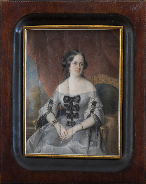 PIERRE PAUL DE POMMAYRAC (1807-1880)Retrato de dama en un
