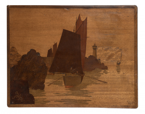 Dos mesas nido Art Nouveau de diferente tamaño. Firmadas.