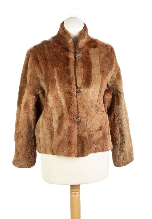 Chaqueta corta vinatge de piel de zorro rojo rasado