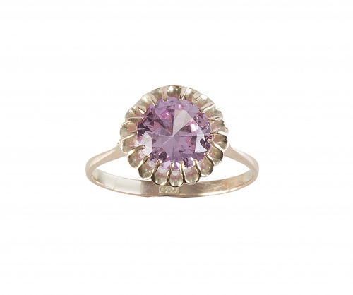 Sortija con rosa de Francia circular sobre marco circular e