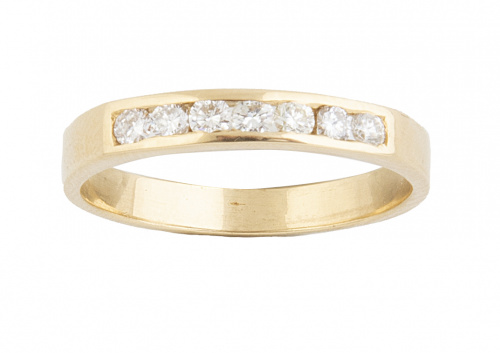 Sortija media alianza con sietre brillantes engastados en c