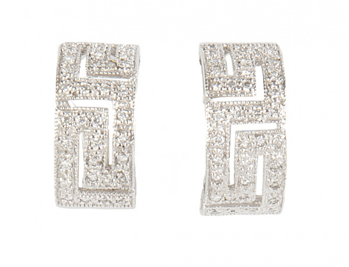 Pendientes de pavé de brillantes en bandas arqueadas que fo