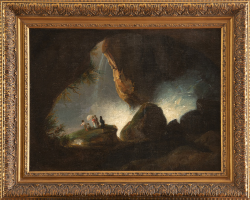 ESCUELA FRANCESA, H. 1800Escena galante sobre un paisaje