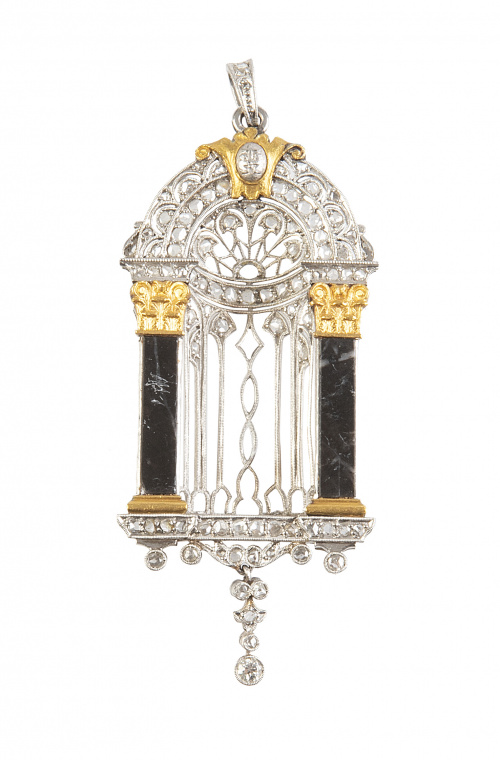 Colgante Art-Decó con diseño de hornacina arquitectónica de