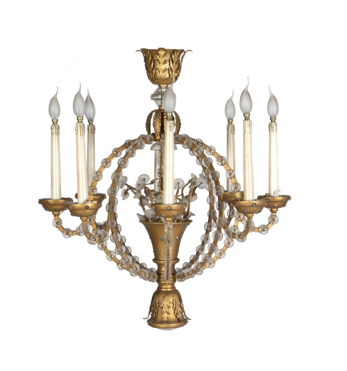 Lámpara de techo de ocho brazos de luz, estilo Luis XVI,  c