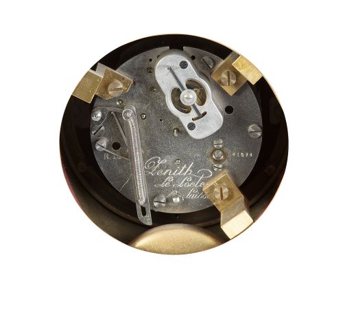 Zenith, Suiza.Reloj de cartel de bronce dorado de estilo 