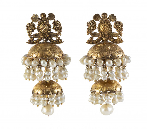 Pendientes largos valencianos S. XIX de dos cuerpos en form