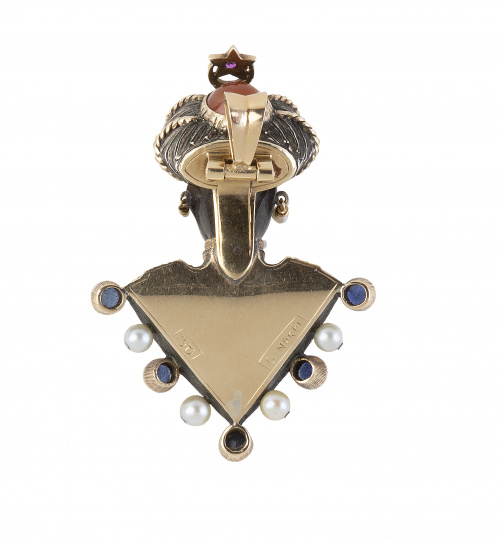 Colgante Moretto NARDI años 60 con rubíes, zafiros, perlas 