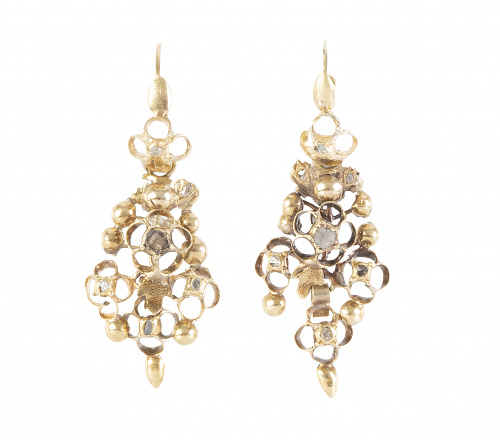 Arracadas catalanas ff S. XIX- pp. S. XX con diamantes de t