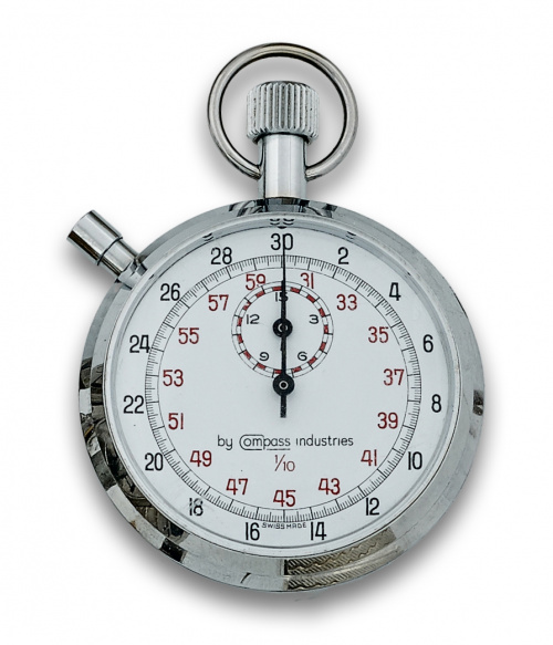 Contador en acero cromado de Compass industries.